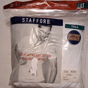 Stafford Tall White Heavyweight Cotton V-Necks